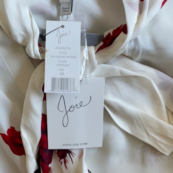 Joie NEW white/red patterned, tie neck blouse - Picture 5 of 5